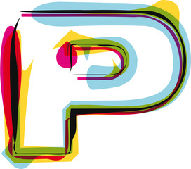 Abstract colorful Letter P