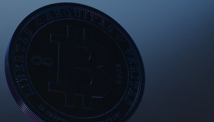 Obraz premium Bitcoins, new virtual money on various digital background, 3D render