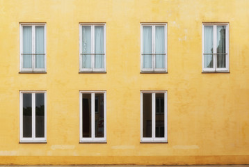 Windows. Close up of facade with windows.