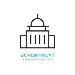 Government icon. Capitol building logo. Premium design. Vector thin line icon