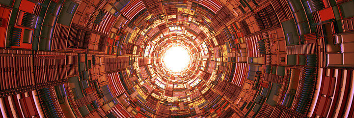 abstract technology tunnel with bright light at the end 