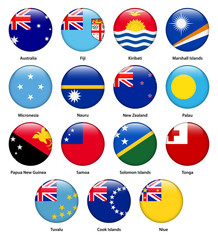 Set of all flags of the countries of Oceania