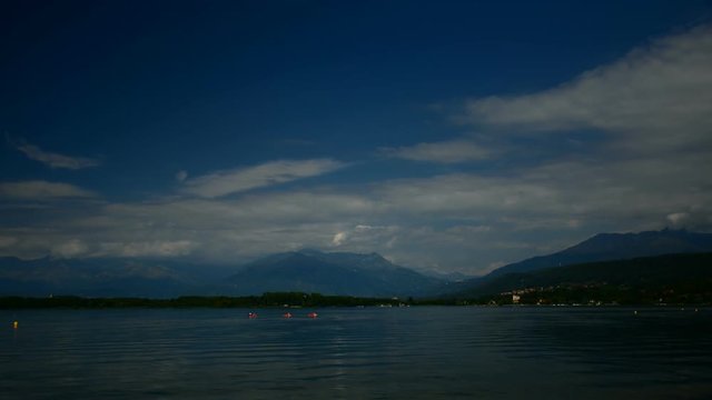time-lapse on mountain lake of viverone.