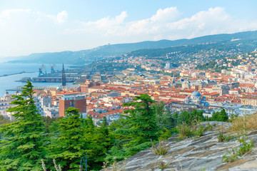 Fototapeta na wymiar Aerial view to city of Trieste in Italy