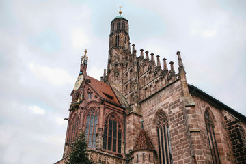 Obraz premium Church of Our Lady at Nuremberg Market Square. One of the main attractions of the city