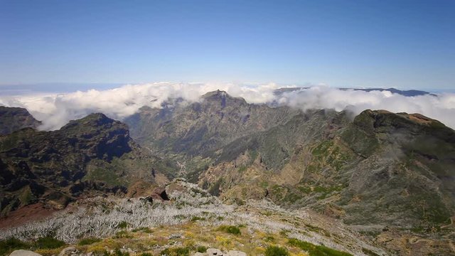 Pico do Arieiro to Pico Ruivo landscape timelapse in Madeira island, Portugal