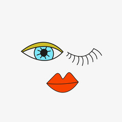 Abstract woman face on white background.