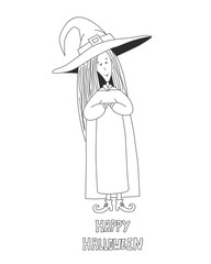 Little cute witch. Halloween poster.