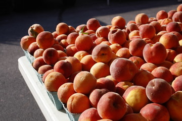 Peaches for sale during the Saturday Farmers Market