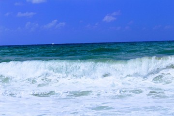 Waves of the Mediterranean Sea are rolling ashore (Alanya, Turkey).