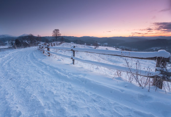 Fototapeta na wymiar Fantastic evening winter landscape