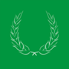Lorbeerkranz - Icon, Piktogramm, grafisches Element - weiß, grün - Hintergrund