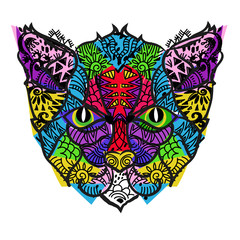 Hand drawn doodle outline cat head