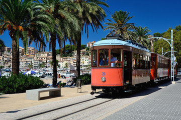 Fototapeta na wymiar Tramway in Port de Soller in Majorca, Spain