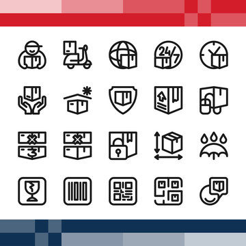 Set of pixel perfect icon in outline / stroke style. Designed specifically for logistics and delivery business.