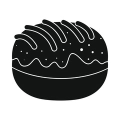 Roll bakery product in black simple silhouette style icons vector illustration for design and web