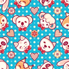 Fotobehang Naadloze herfst Cute pets. Seamless pattern. Colorful background with characters.  © Zoya Miller