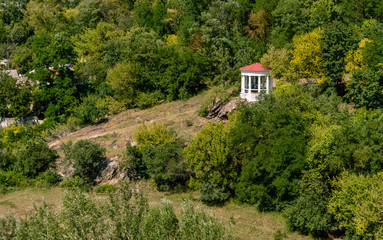Fototapeta na wymiar City park in Zhitomir, Ukraine - always open for visitors. Summer noon photo 
