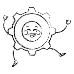 gears machinery kawaii character vector illustration design