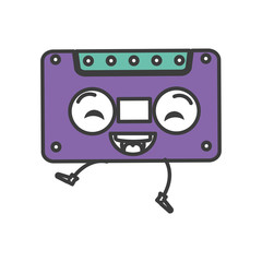 Obraz premium old cassette kawaii character vector illustration design