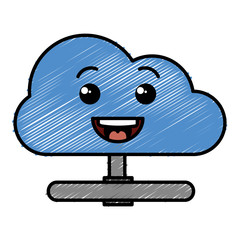 cloud computing kawaii character vector illustration design