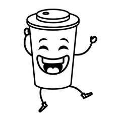 coffee in plastic cup kawaii character vector illustration design