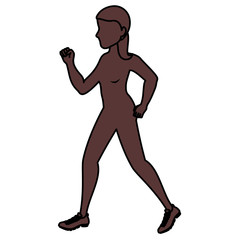 sport woman walking silhouette vector illustration design