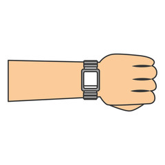 hand with wristle watch isolated icon vector illustration design