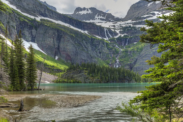 Grinnell Lake and Waterfall