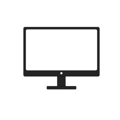 Computer monitor icon widescreen isolated on white background. Flat PC symbol. Vector illustration, EPS10.