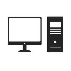 Computer and square monitor icon on white background. PC symbol. Flat Vector illustration EPS10.