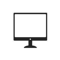 Computer monitor icon isolated on white background. Flat PC symbol. Vector illustration, EPS10.
