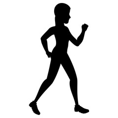 Fototapeta na wymiar sport woman walking silhouette vector illustration design