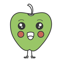 apple fresh fruit kawaii character vector illustration design