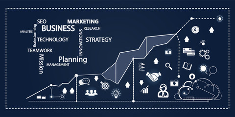 Financial Graph, Finance Business Icon Concept Chart, Marketing concepts, Analysis Flat Vector Illustration.