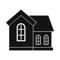 Cottage house black simple silhouette icon vector illustration for design and web isolated