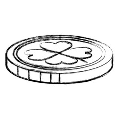coins with clovers icon vector illustration design