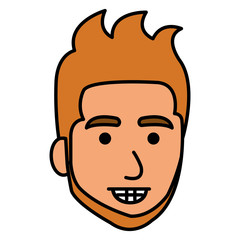 young man head avatar character vector illustration design