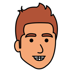 young man head avatar character vector illustration design