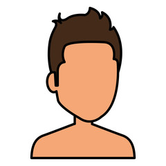 young man shirtless avatar character vector illustration design