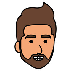 young man head avatar character vector illustration design