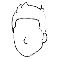 young man head avatar character vector illustration design