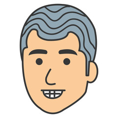 young man head avatar character vector illustration design