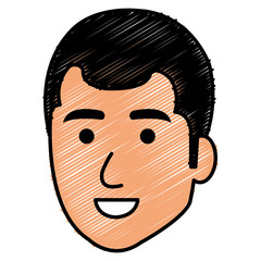 young man head avatar character vector illustration design