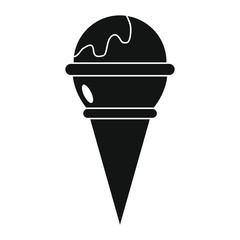 Pistachio ice cream in cone black simple silhouette icon vector illustration for design and web