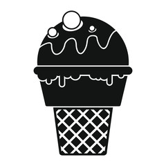 Ice cream in cone black simple silhouette icon vector illustration for design and web isolated