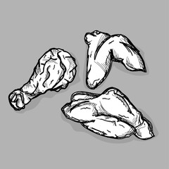 food Fried chicken fastfood drawing graphic illustrate objects