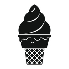 Vanilla ice cream in cone black simple silhouette icon vector illustration for design and web
