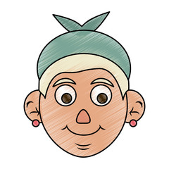 Colorful elder woman head doodle over white background vector illustration