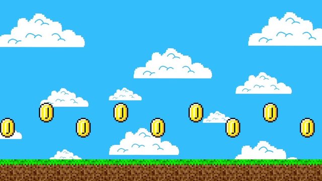 Trail of Gold Coins in a Arcade Video Game